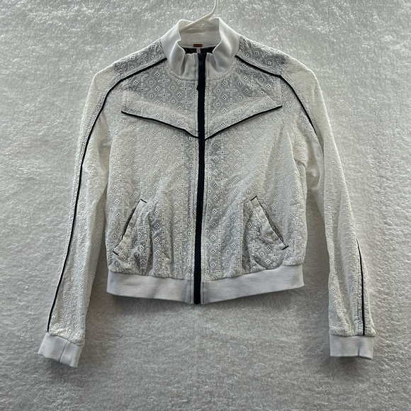 Free People Jacket Eyelet Crop Track Jacket Size XSmall - Picture 3 of 11